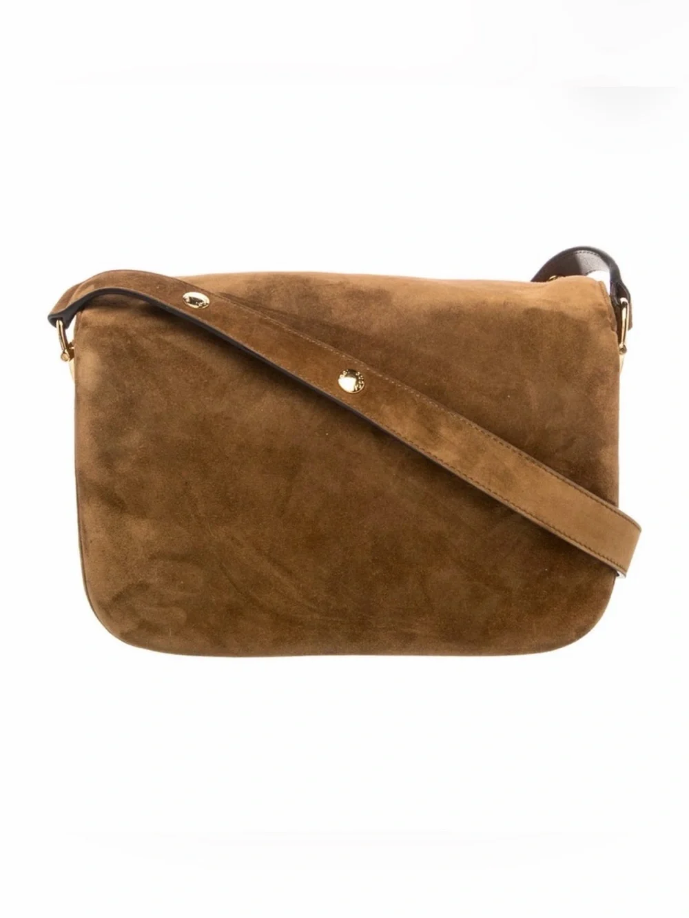 Gucci Brown Suede Horsebit 1955 Aura Shoulder Bag with Gold Hardware